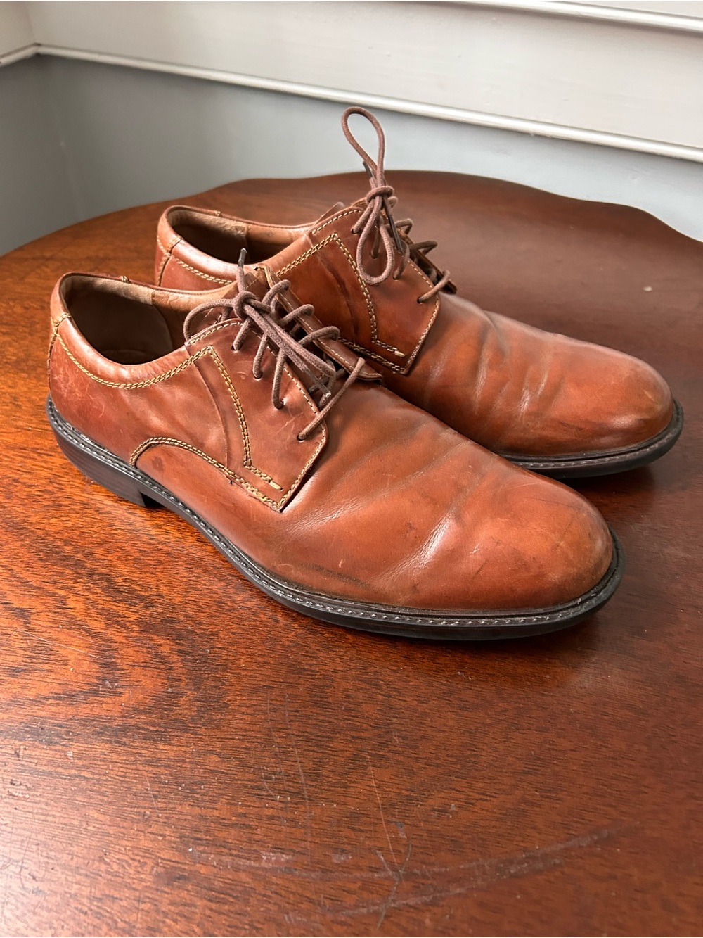 Johnston & Murphy Men’s 11M Brown Leather Derby Dress Shoes Made in India - Picture 3 of 10